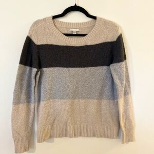 American Eagle Outfitters Women's Striped Sweater - M - Cream, Gray, and Black